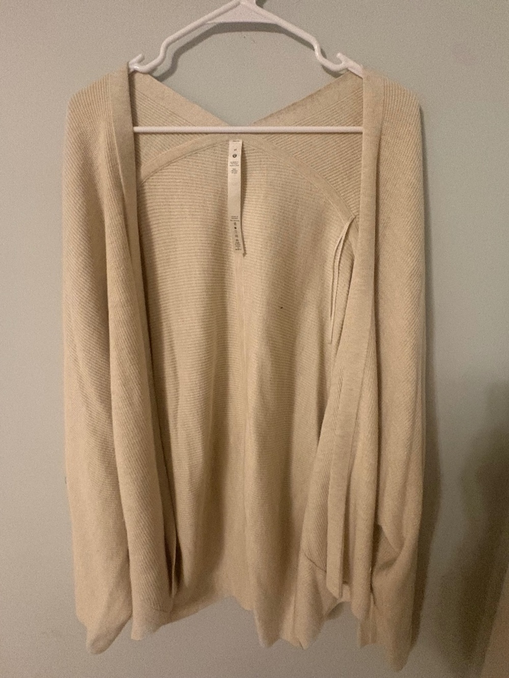 Lululemon Cream Ribbed Open Front Cardigan Sweater Medium